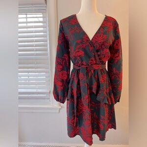 Floral printed wrap-style dress
